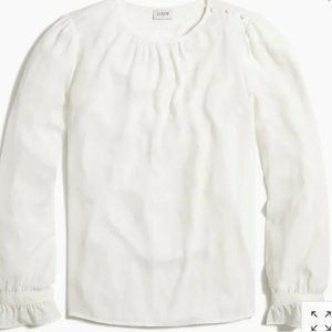 Jcrew Factory Button-neck top with ruffles flaw BD267 Size Small